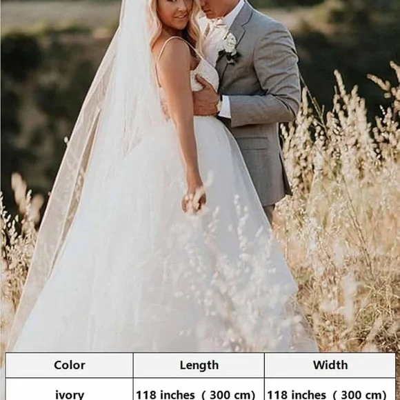 Elegant White Wedding veil - Picture 2 of 5